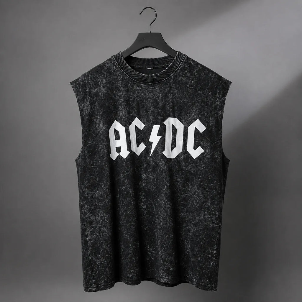 Men's Acid Wash Oversized Gym Vest