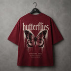 Burgundy Butterfly Oversized T-shirt