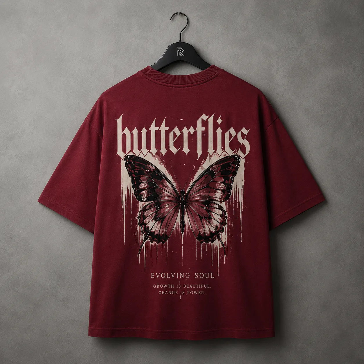 Burgundy Butterfly Oversized T-shirt