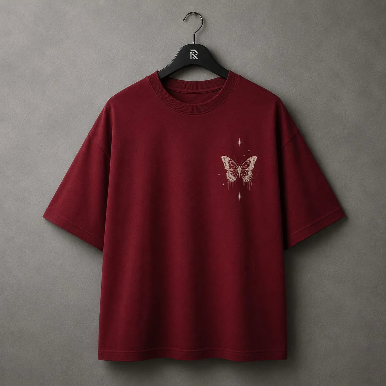 Burgundy Butterfly Oversized T-shirt