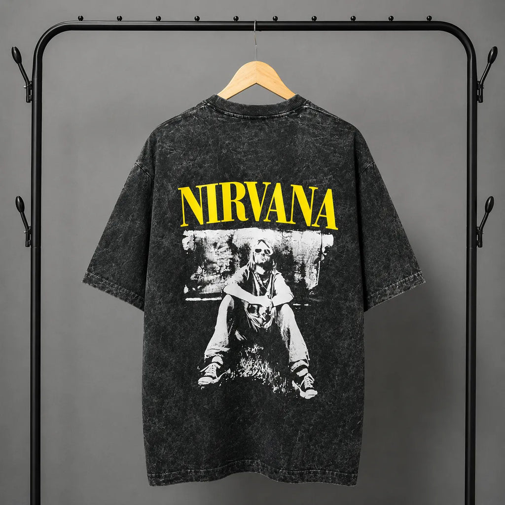 Oversized Acid Wash Nirvana T-Shirt for Men